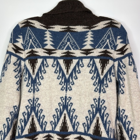 Pendleton Alpaca Wool Full Zip Sweater Size Small Petite Blue White - Picture 5 of 9